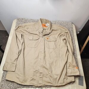 Wrangler FR Riggs Workwear Shirt Mens Xxl Beige Beige Tan Flame Resistant Wester